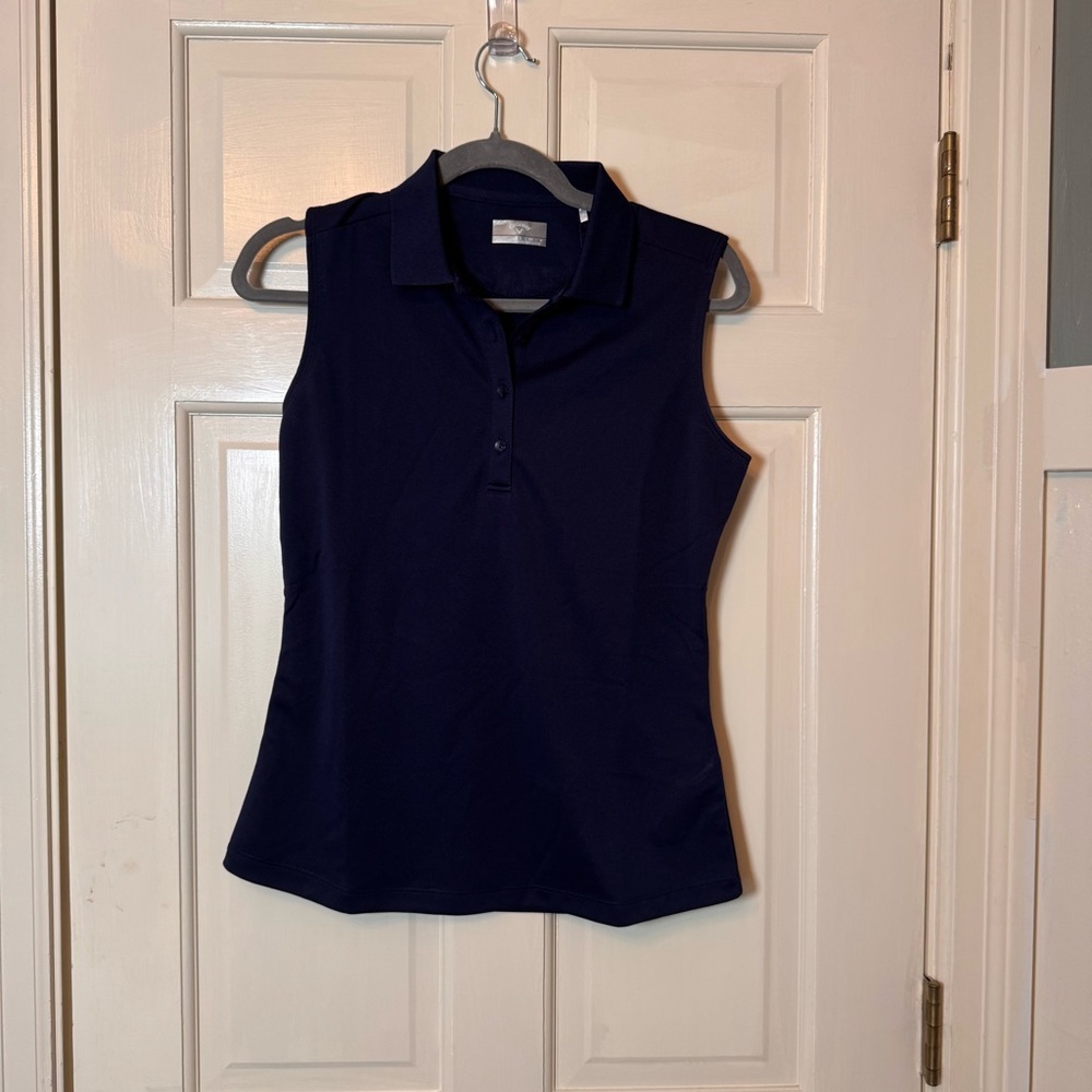Callaway Women’s Sleeveless Golf Polo Shirt Size Small – Navy Blue (Peacoat) NWT